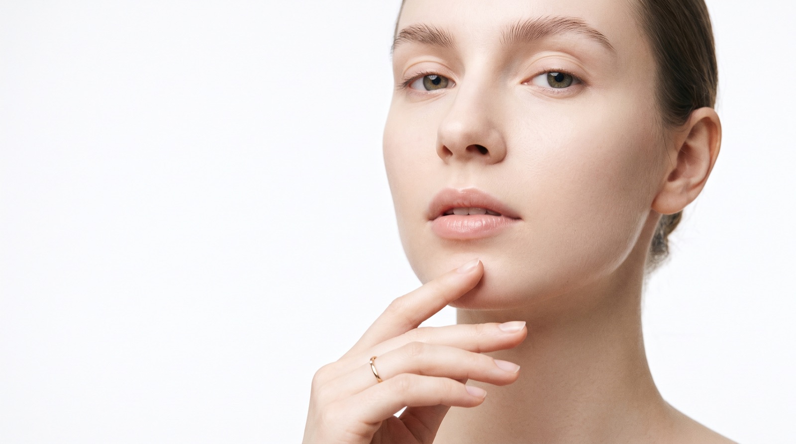 Elegant beauty portrait, clean makeup