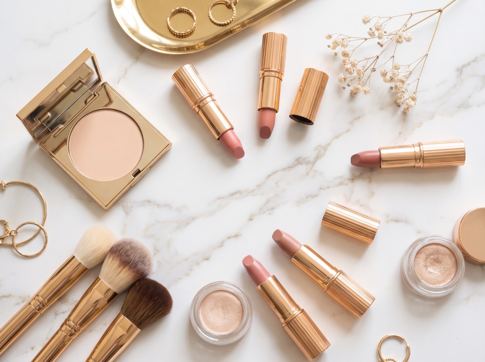 Luxury makeup flatlay